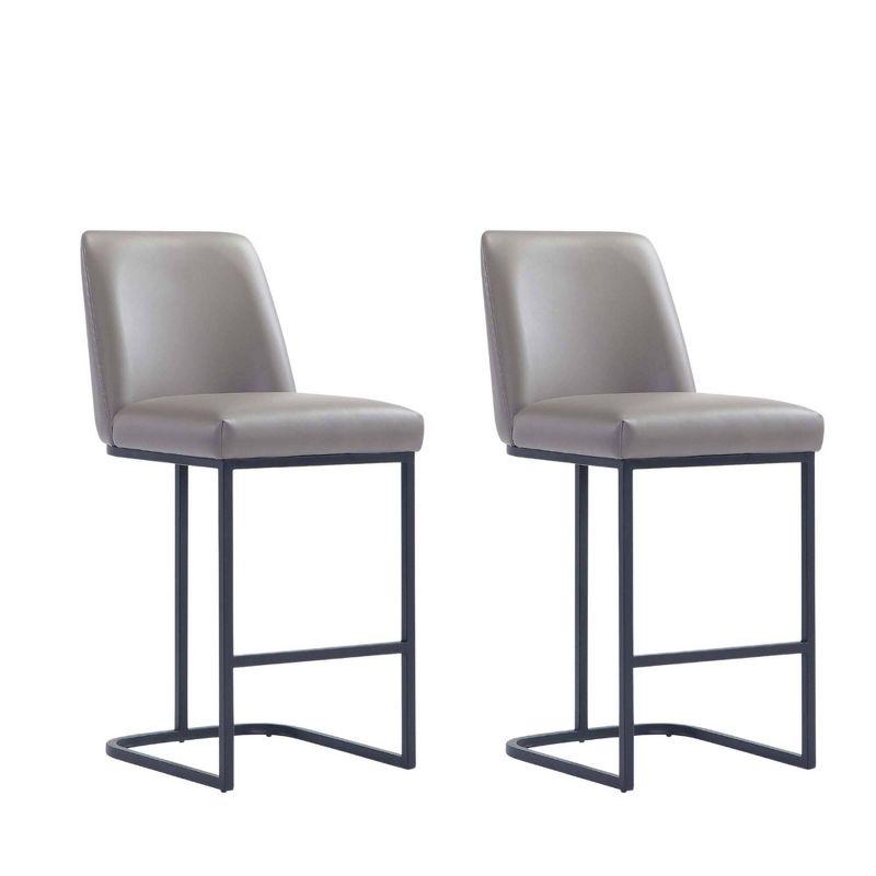 Manhattan Comfort Set of 2 Serena Leatherette Upholstered Metal Counter Height Barstools