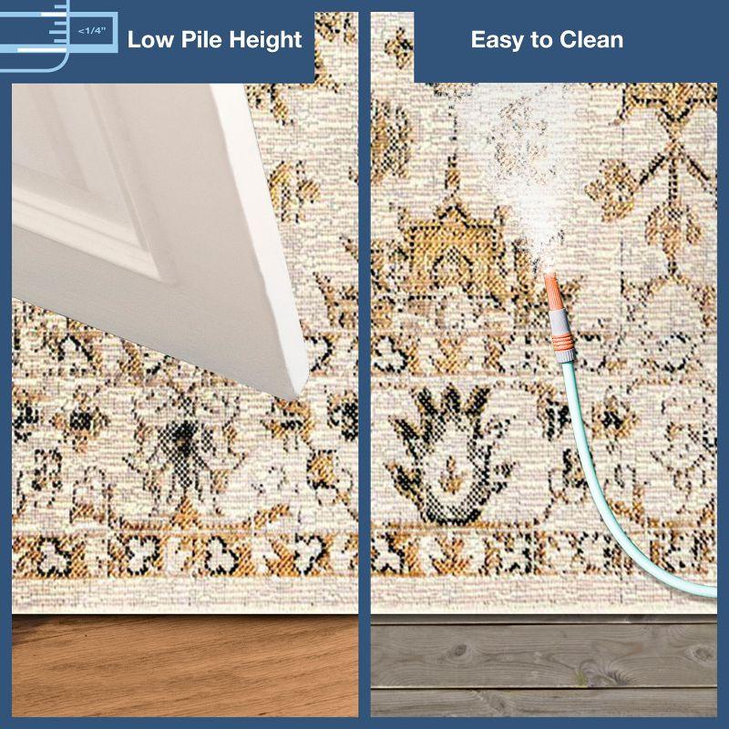 Liora Manne Carmel Vintage Floral Indoor/Outdoor Rug Sand 4'10" x 7'6"