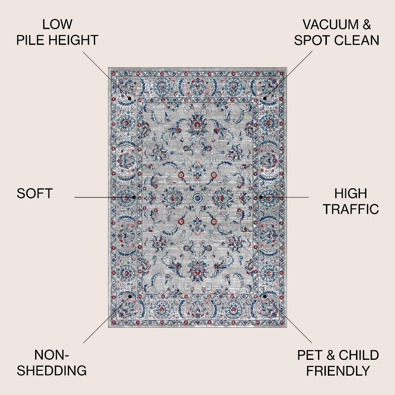 3'x5' Modern Persian Vintage Area Rug, Light Grey/Red - JONATHAN Y