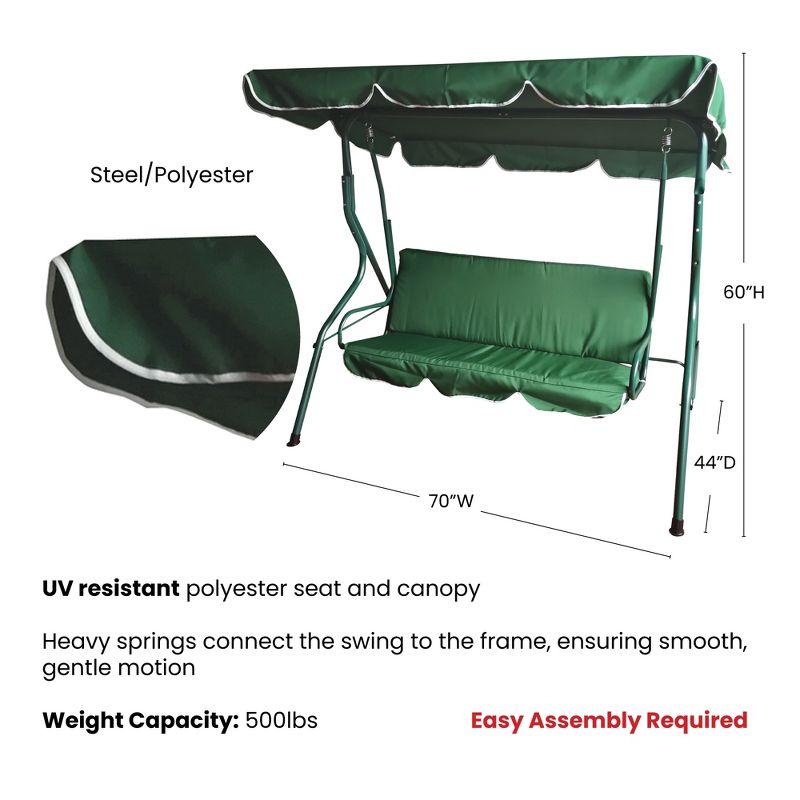 Northlight Seasonal 3-Seater Outdoor Patio Swing with Adjustable Canopy