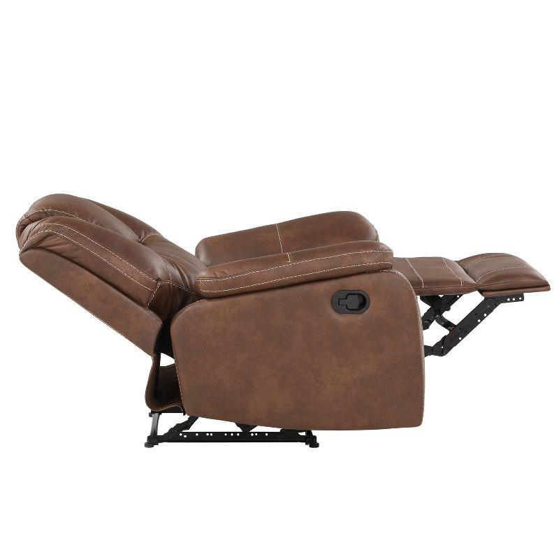 Luxurious Chestnut Brown Faux Leather Manual Recliner