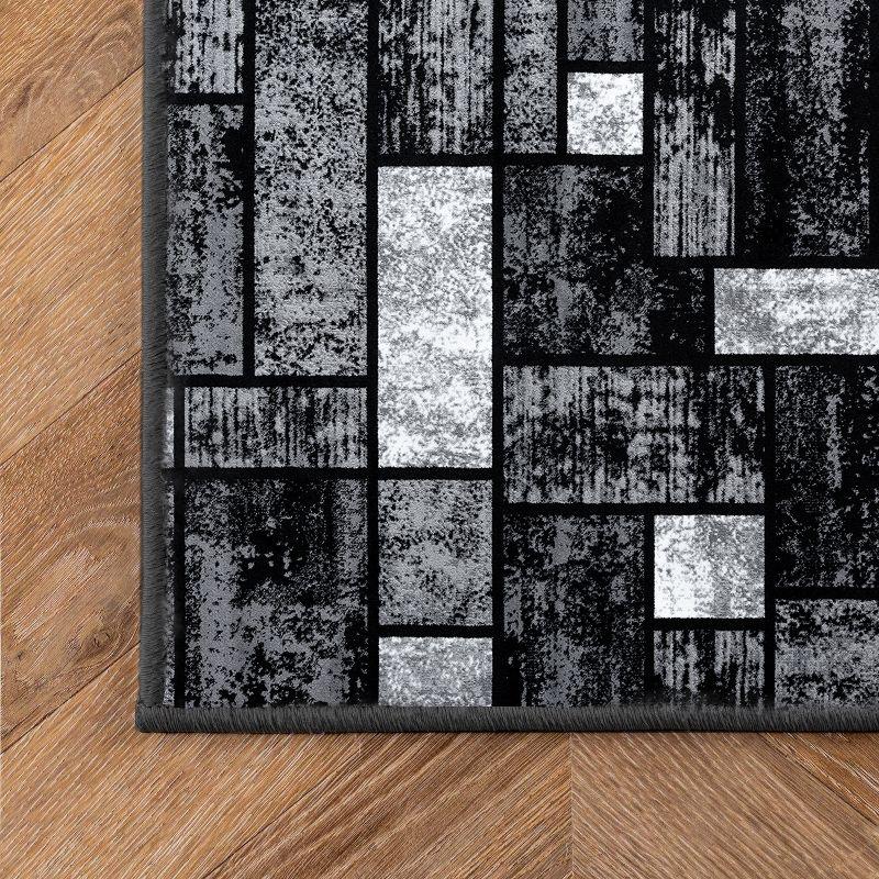 Gray and Black Geometric Modern Area Rug