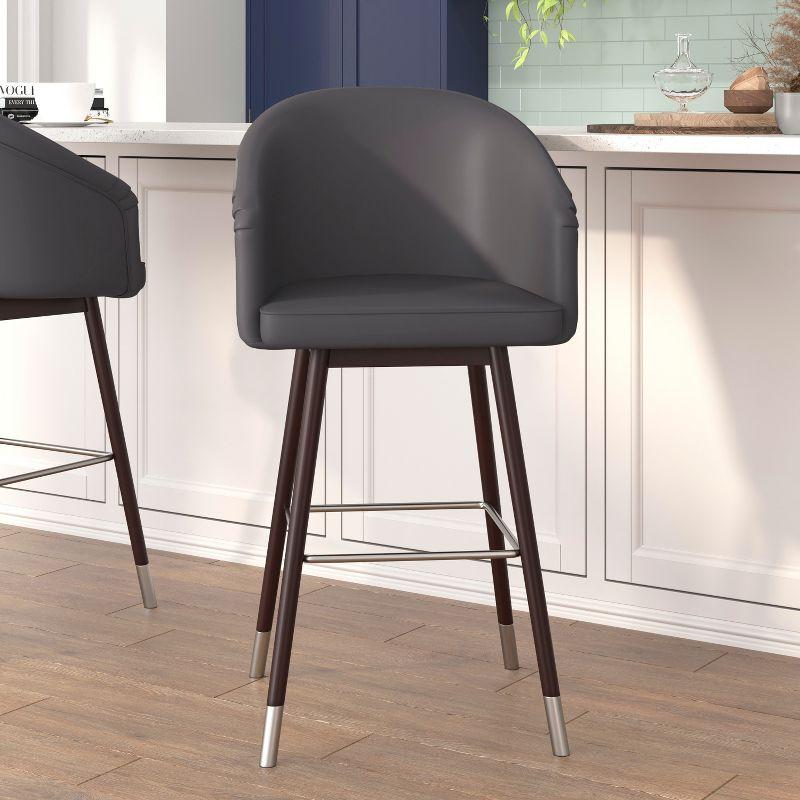 Flash Furniture Margo Commercial Grade Mid-Back Modern Barstool with Beechwood Legs and Curved Back