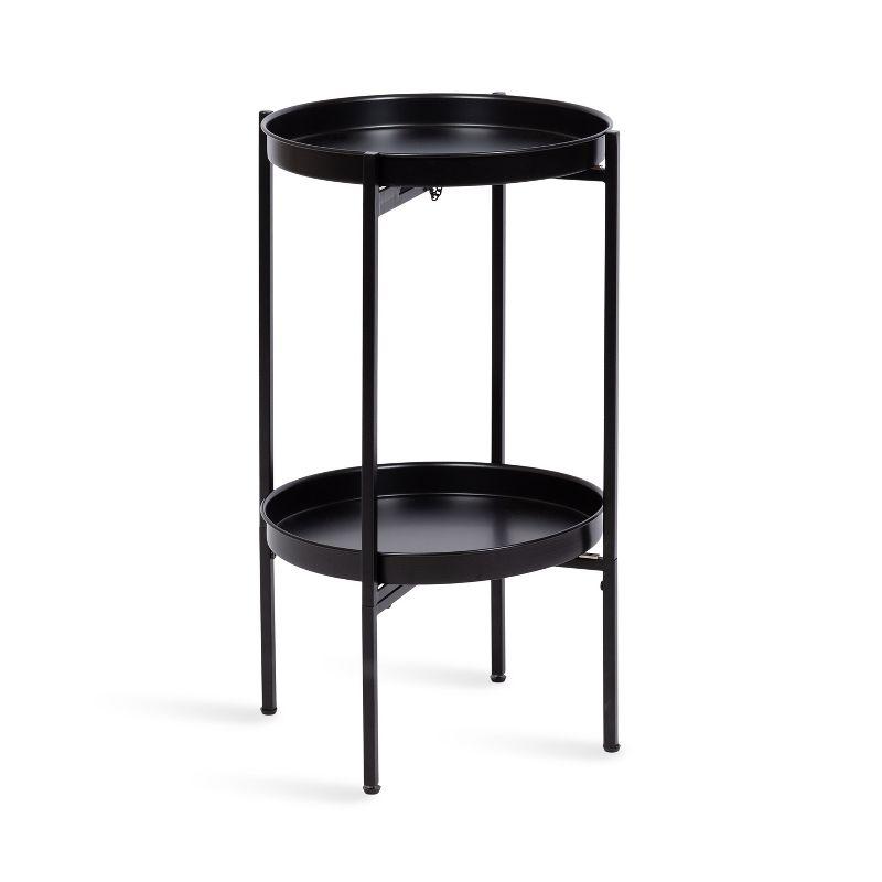 Kate and Laurel Celia Round 2-Tier Metal Foldable Tray Table