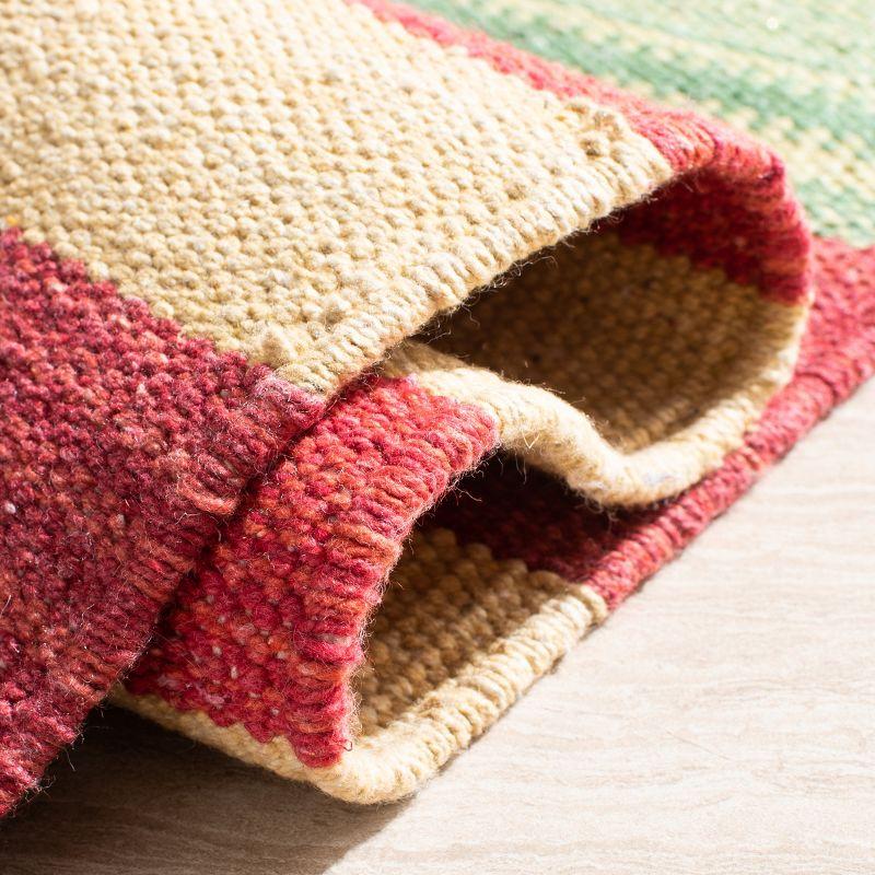 Coastal Charm Handwoven Cotton 6' Square Red Area Rug