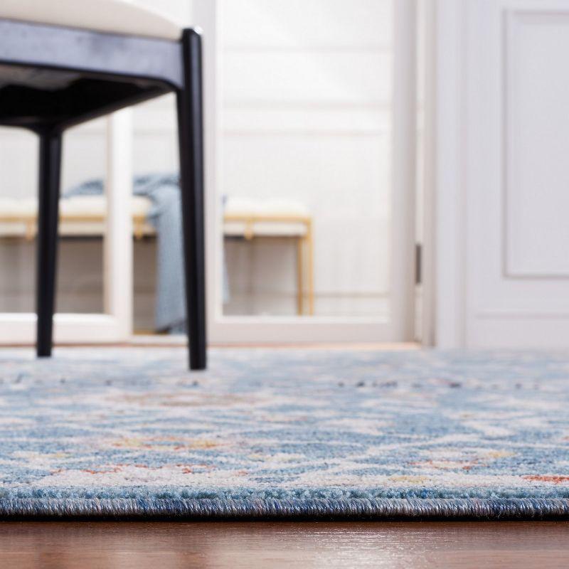 Sierra Blue and Ivory Hand-Knotted Square Rug