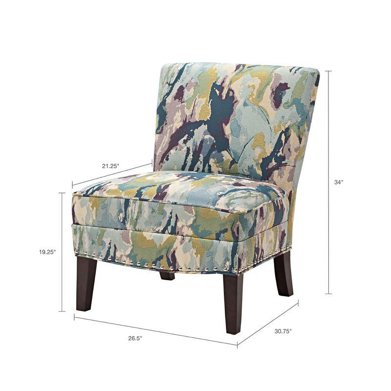 Karly Slipper Accent Chair Blue/Cream - Madison Park: Elegant Back, Silver Nailhead Trim