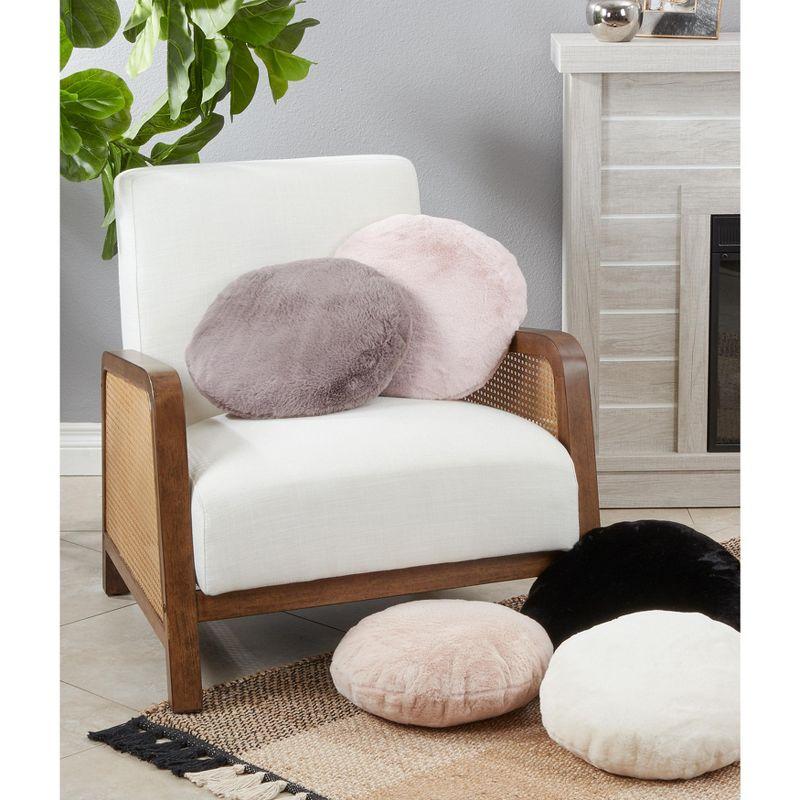 Saro Faux Rabbit Fur Collection Reversible Throw Pillow
