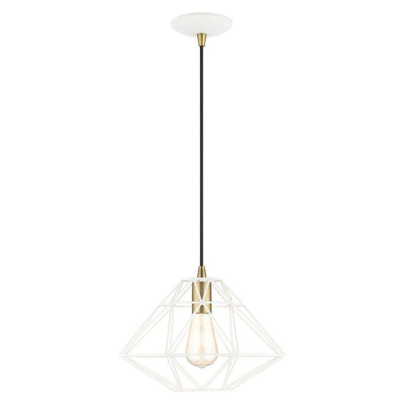 Mini Geometric White Pendant Light with Hand-Welded Shade