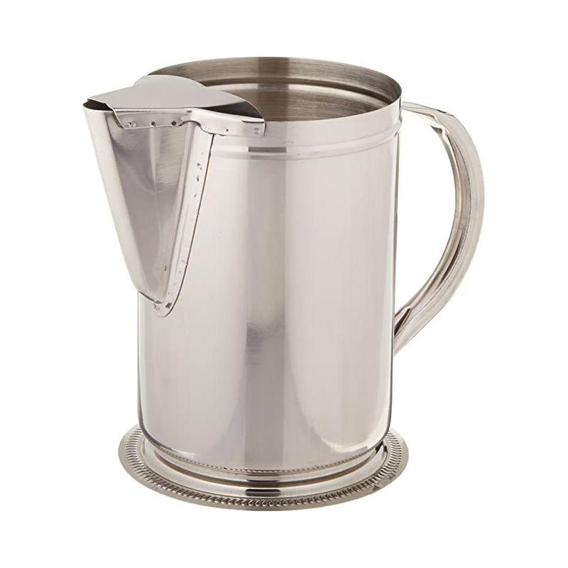 Winco Water Pitcher with Ice Guard, Stainless Steel, 64 oz