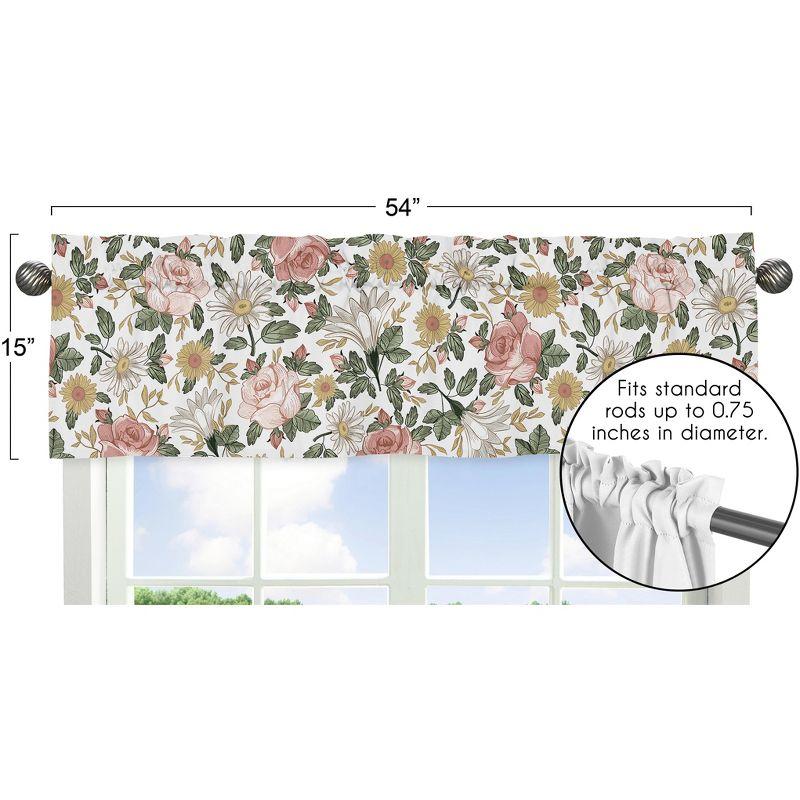 Sweet Jojo Designs Window Valance Treatment 54in. Vintage Floral Pink Yellow and Green