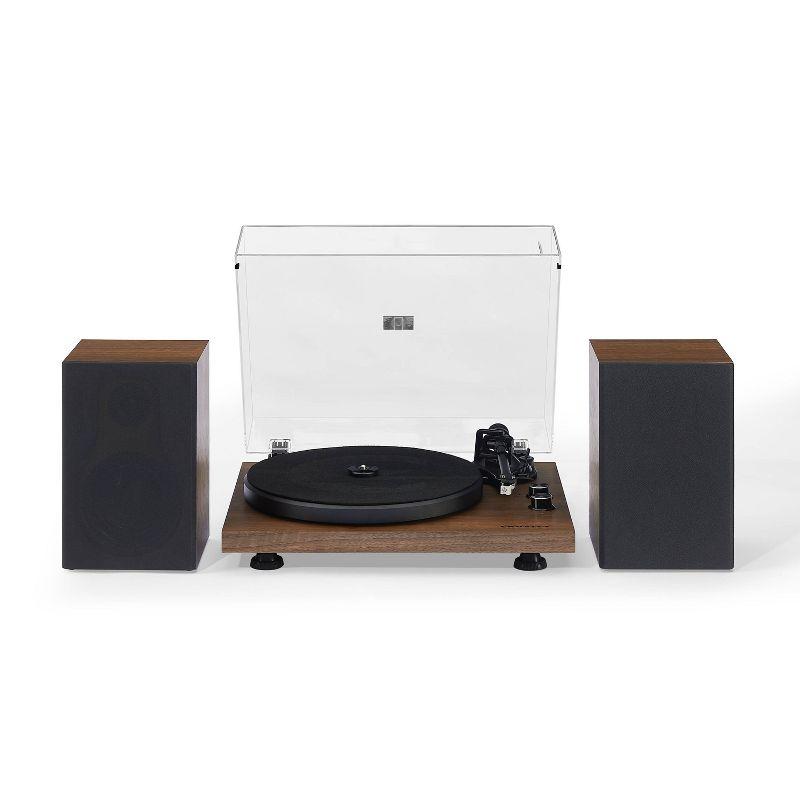 Walnut Belt Drive Turntable with Speakers and Bluetooth