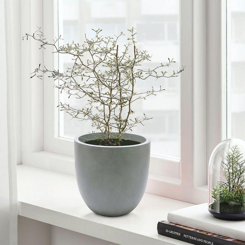 LuxenHome Round Tapered 9.2" H House Planter, Indoor/Outdoor Gray