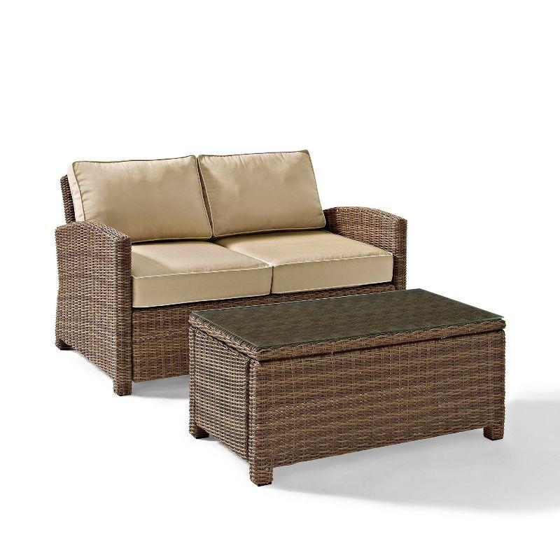 Sand Beige Steel Frame Outdoor Loveseat Set