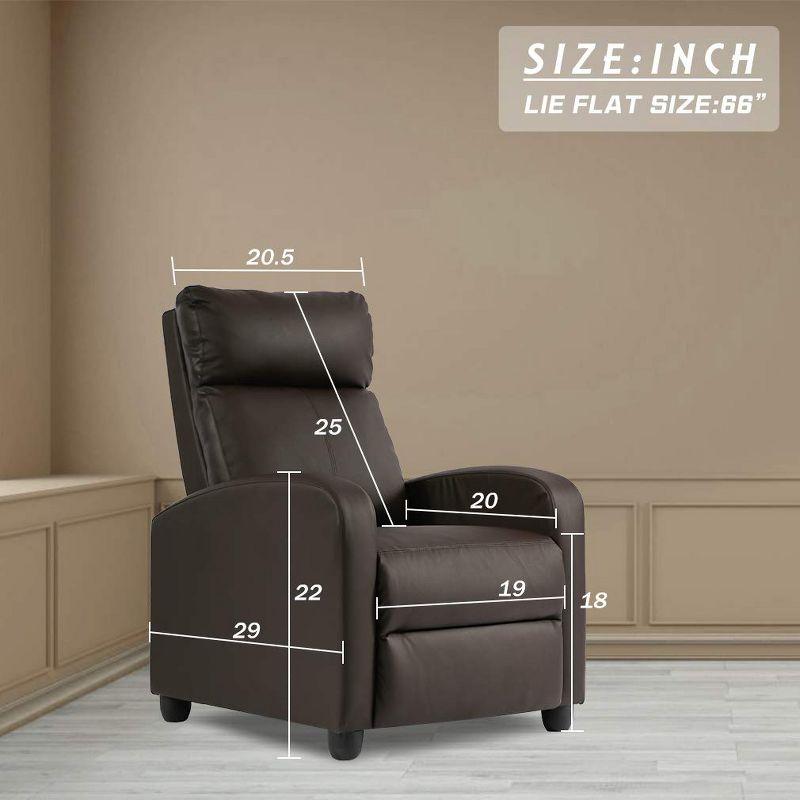 FDW Recliner Chair for Living Room Massage Recliner Sofa Reading Chair Winback Single Sofa Home Theater Seating Modern Reclining Chair, Brown