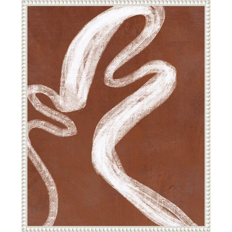 Abstract Beaded Framed Canvas Wall Art in Brown and White