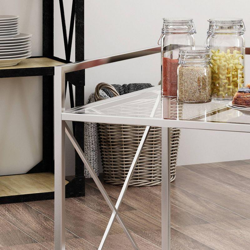 Ignatius Industrial Modern Bar Cart Silver - Christopher Knight Home: Tempered Glass, Mobile Stand, 2 Shelves