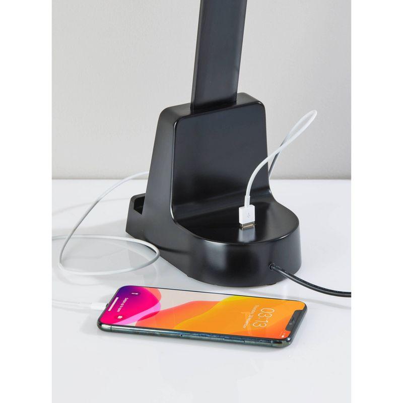 Matte Black Adjustable LED Desk Lamp with Wireless Charging