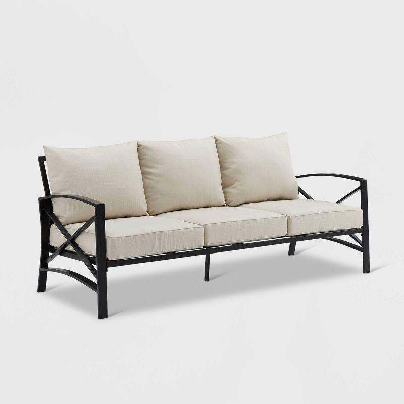 Kaplan Outdoor Metal Sofa Oil Rubbed Bronze with Oatmeal Cushions - Crosley: Steel Frame, UV-Resistant, 3-Seater