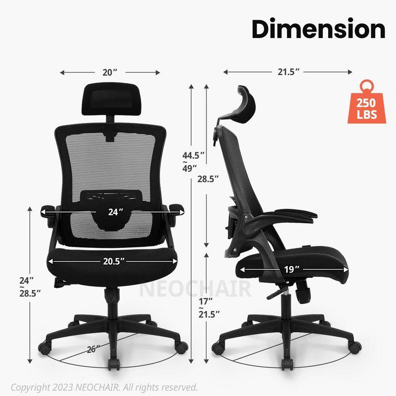 NEO Chair Reclining Mesh Office Chair Swivel Chair w/Adjustable Headrest Lumbar Support,Black/Gray/Beige