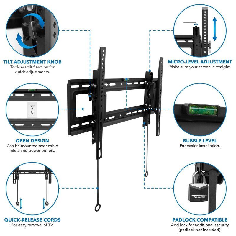 Mount-It! Advanced Tilt TV Wall Mount, Full Tilting Extendable Mounting Bracket Fits 37" - 80" Screen, Perfect Above Fireplace Mounting Bracket