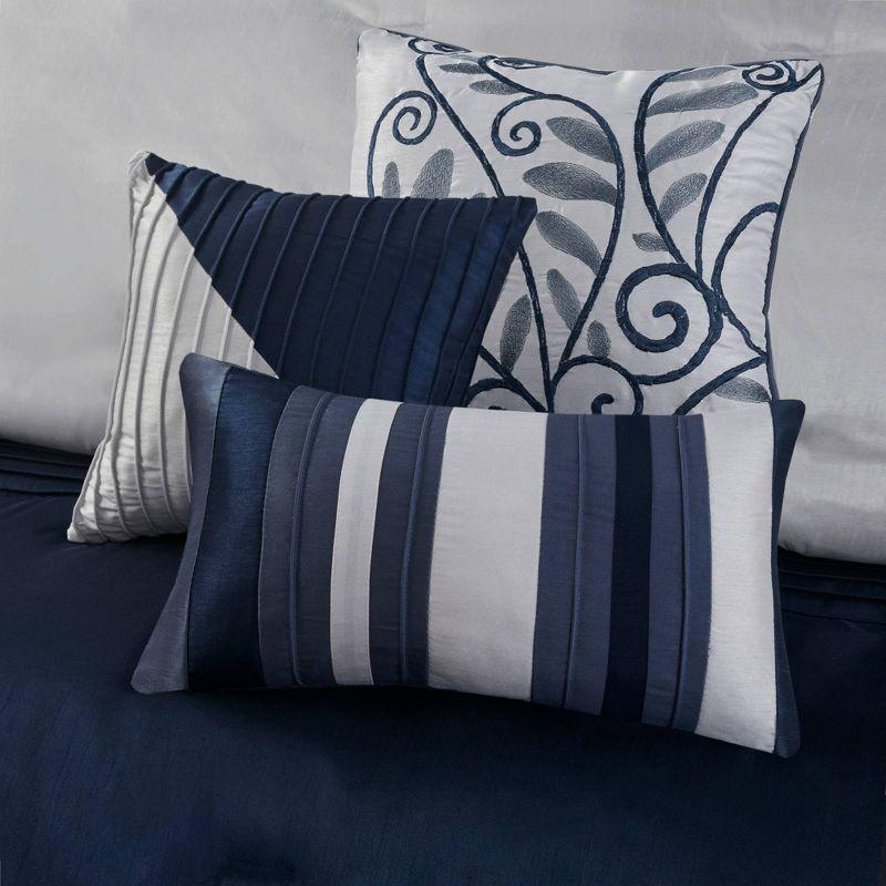 Amherst 7 Piece Striped and Pleated Comforter Set