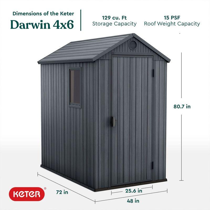 Darwin 4 ft. W x 6 ft. D Durable Resin Outdoor Storage Shed With Floor and Window for Garden Patio Furniture and Tools, Grey