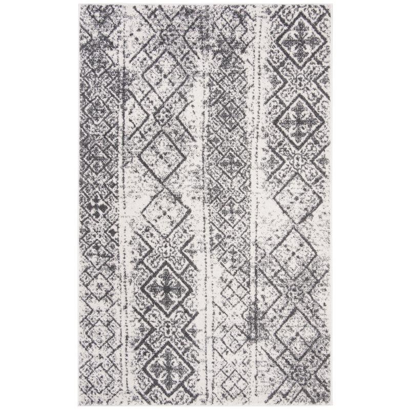 Silver & Black Synthetic Reversible Area Rug 59"x76"