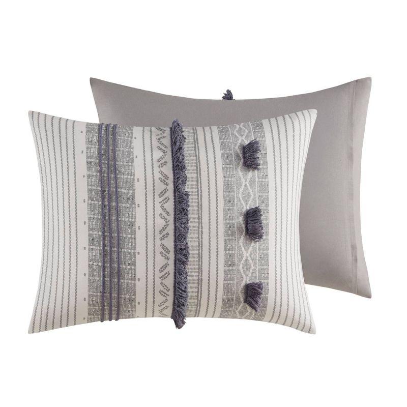 Ink+Ivy 3pc Full/Queen Cody Cotton Duvet Cover Set Gray/Navy: Woven Stripe, Lightweight, OEKO-TEX Certified