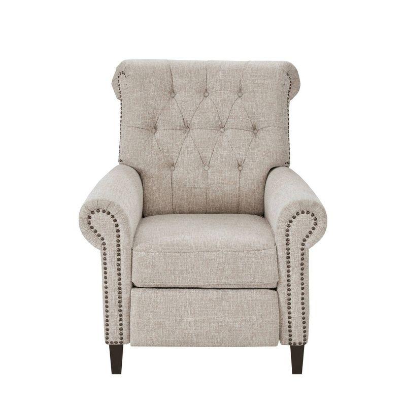 Madison Park Zak Recliner Chair Cream : Polyester Upholstery, Wood Legs, Foam Fill, Spot Clean