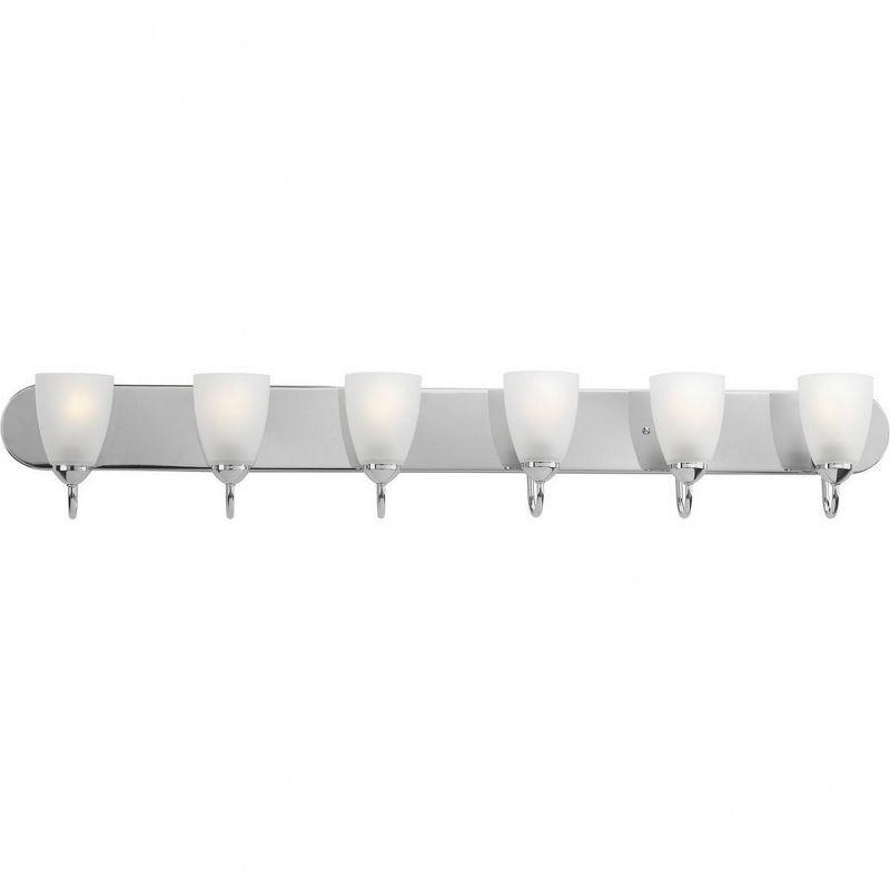 Progress Lighting Gather 6-Light Bath Bracket, Polished Chrome, Etched Glass Shades