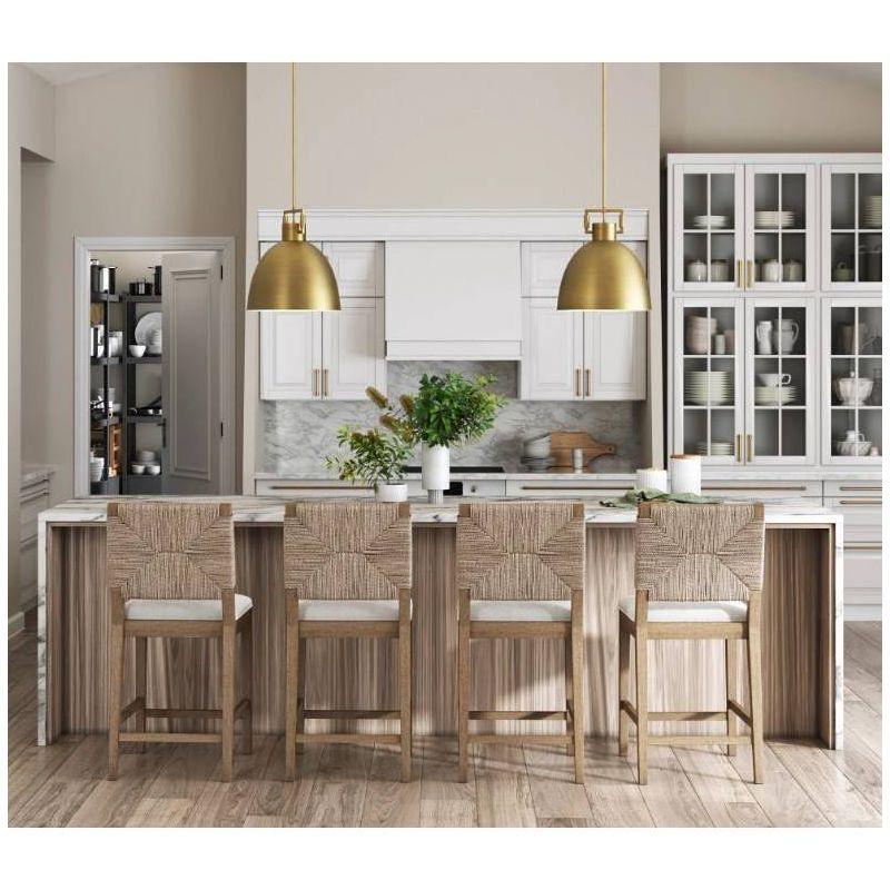 Nathan James Set of 4 Beacon Seagrass Counter Height Barstools Cream Boucle