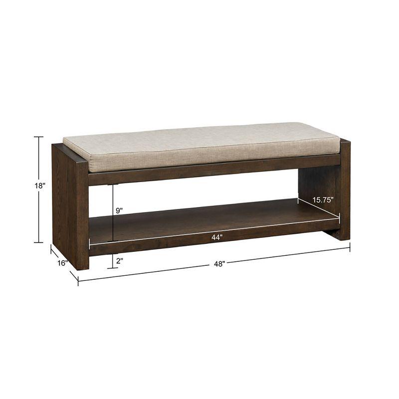 Leland Accent Bench with Lower Shelf Brown - Madison Park: Upholstered, Contemporary Style, Entryway Furniture