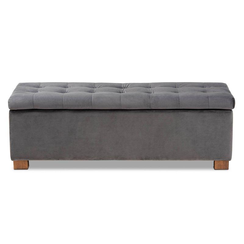 Roanoke Velvet Upholstered Grid Tufted Storage Ottoman Bench - Baxton Studio