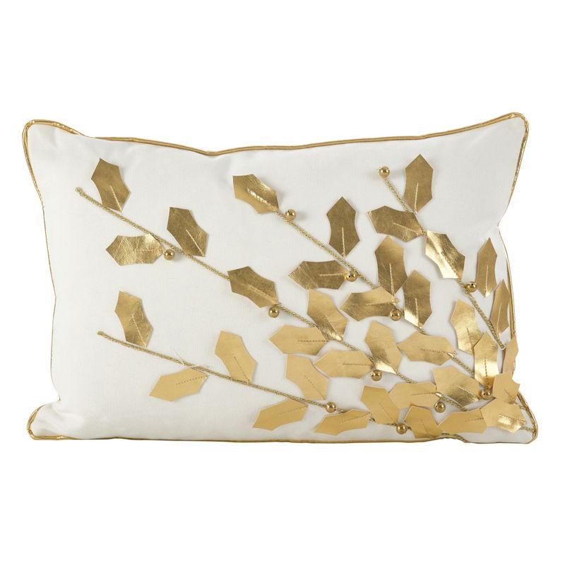 Saro Poinsettia Pillow Collection Floral Cotton Throw Pillow