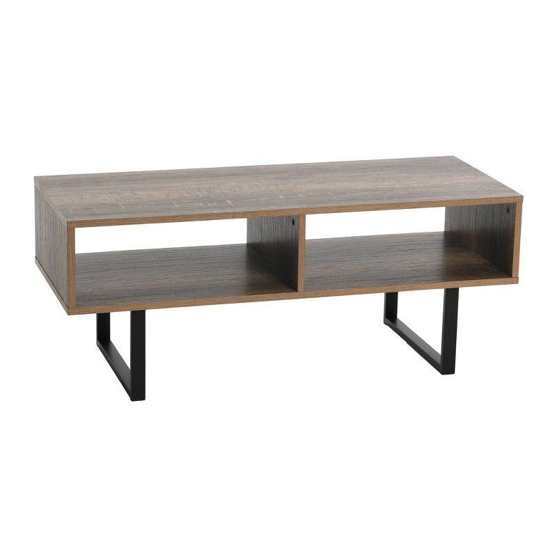 Ashwood and Black Metal Rectangular Coffee Table with Storage