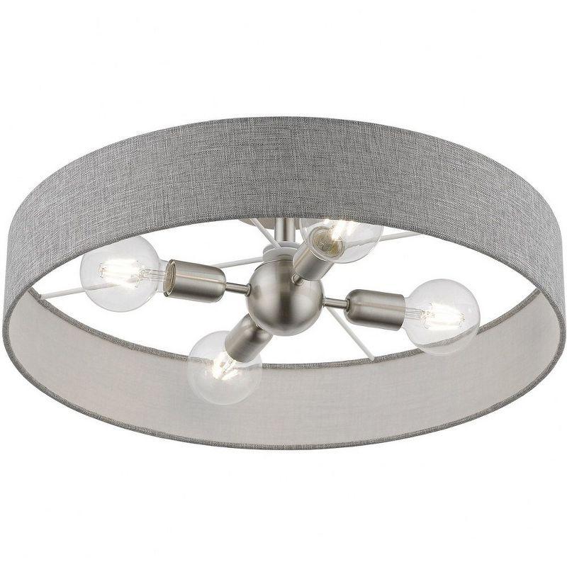 Livex Lighting Elmhurst 4 - Light Semi-Flush Mount in  Brushed Nickel/Shiny White