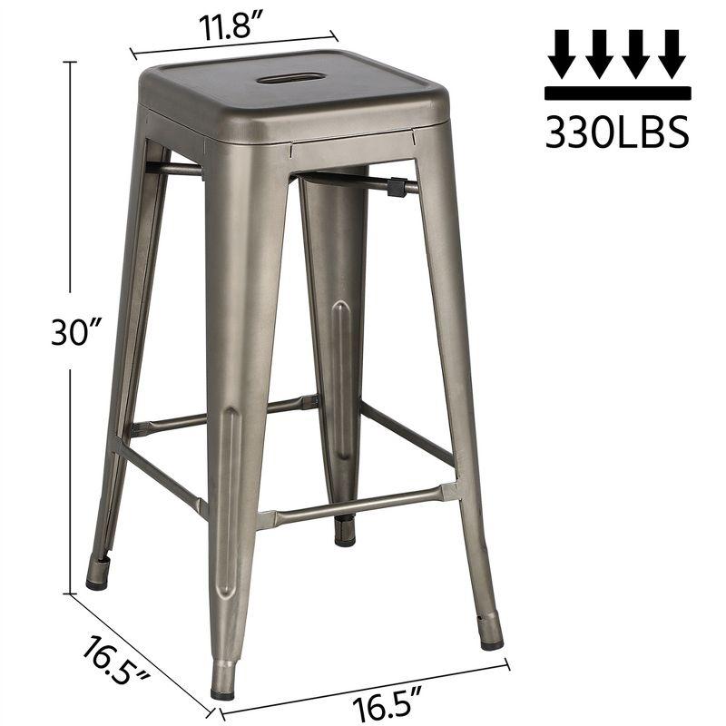 Yaheetech Set of 4 Metal Backless Counter Height Bar Stools Stackable Chairs