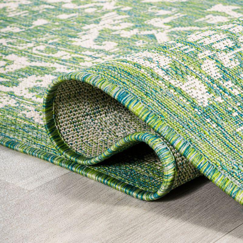 4' x 6' Malta Bohemian Medallion Textured Weave Indoor/Outdoor Area Rug, Cream/Green - JONATHAN Y