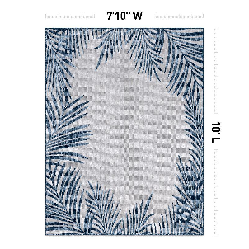 World Rug Gallery Tropical Floral Palm Leaves Textured Flat Weave Indoor/Outdoor Area Rug