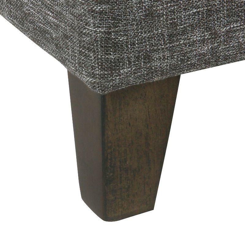 Slate Gray Heathered Tweed Medium Storage Ottoman with Walnut Legs