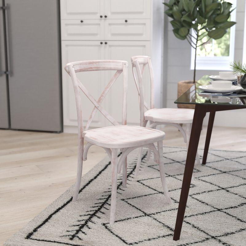 Merrick Lane X-Back Bistro Style Wooden High Back Dining Chair in Lime Wash