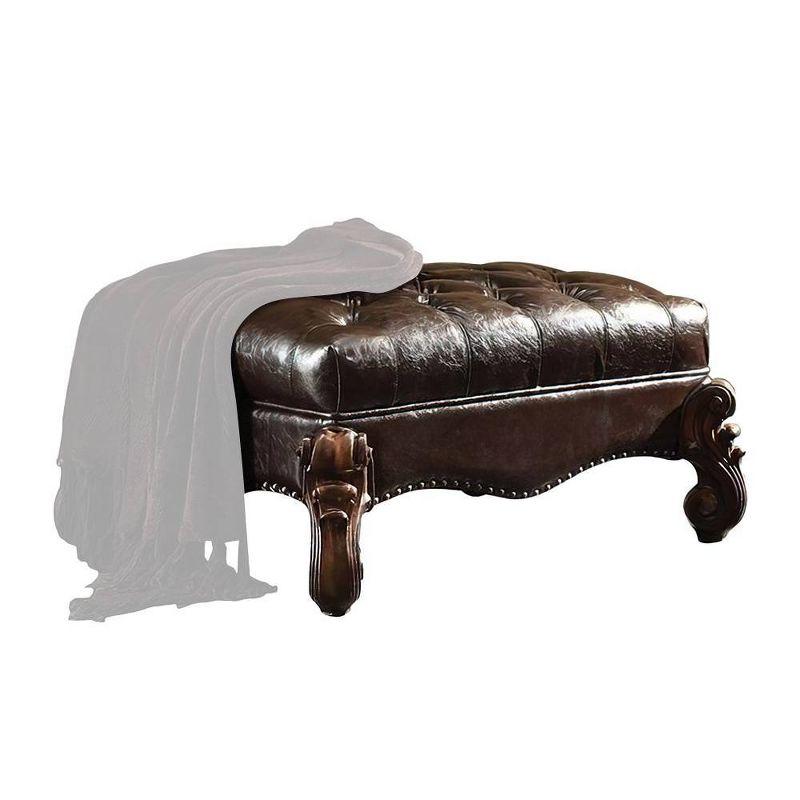 37" Versailles PU Two-Tone Ottoman Dark Brown/Cherry Oak - Acme Furniture