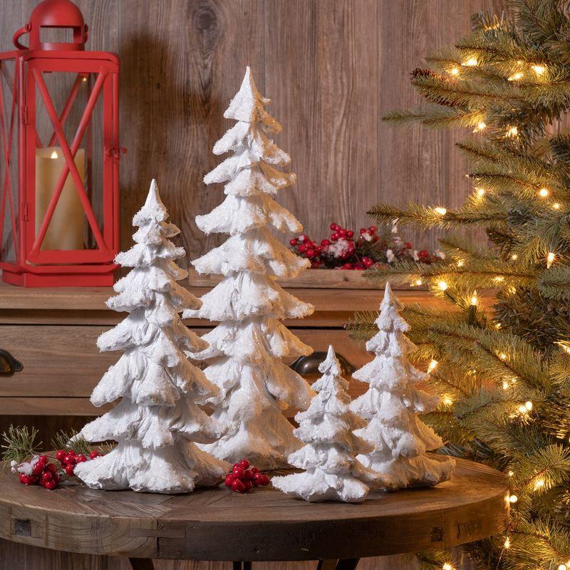 Melrose Flocked Pine Tree Decor (Set of 4)