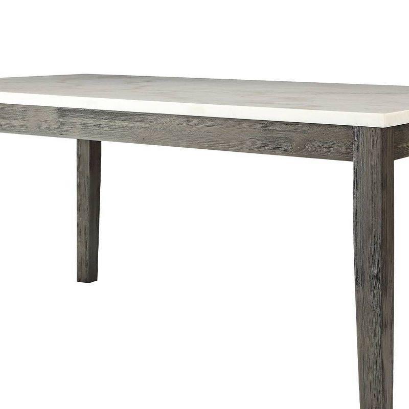 64" Merel Dining Table White Marble/Gray Oak - Acme Furniture: Sturdy Wood, Seats 6