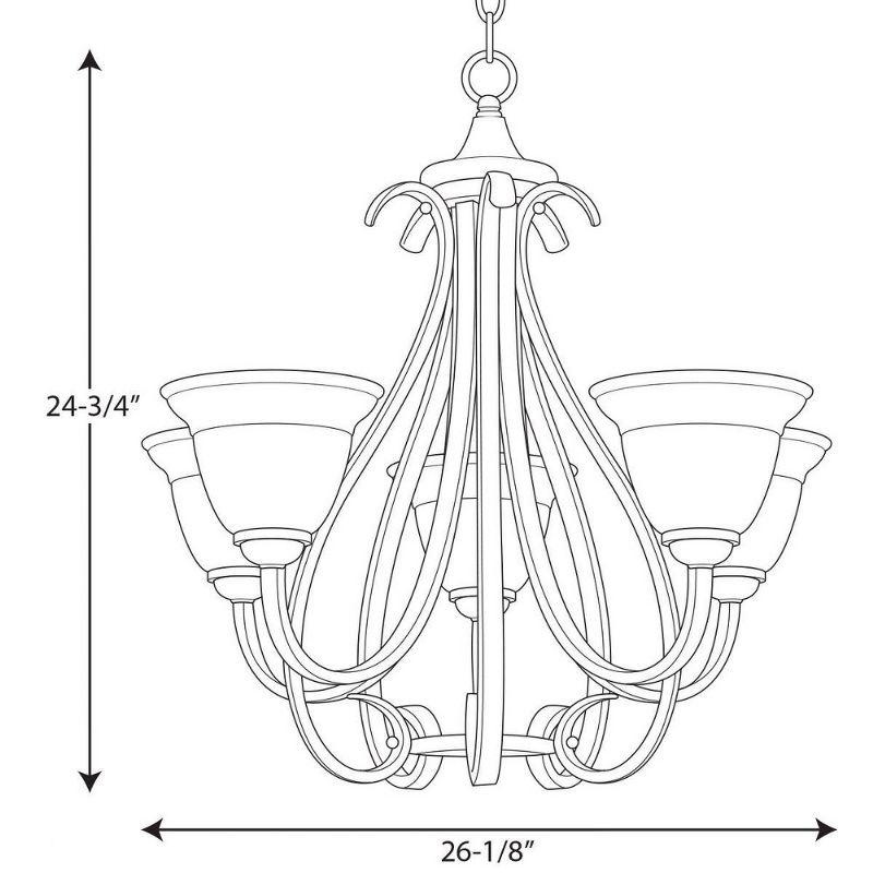 Progress Lighting Torino 5-Light Chandelier, Steel, Forged Bronze, Etched White Glass