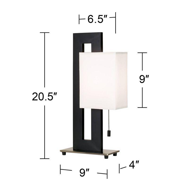 360 Lighting Floating Square 20 1/2" High Small Rectangular Modern Accent Table Lamp Pull Chain Black Metal Single White Shade Living Room Bedroom