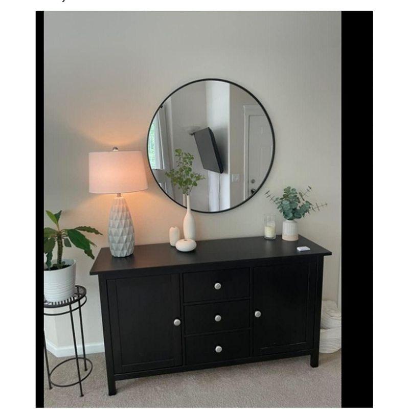 USHOWER 36" Black Round Wall Mirror - Metal Frame Circle Mirror for Bathroom, Bedroom, Living Room, and Entryway Decor