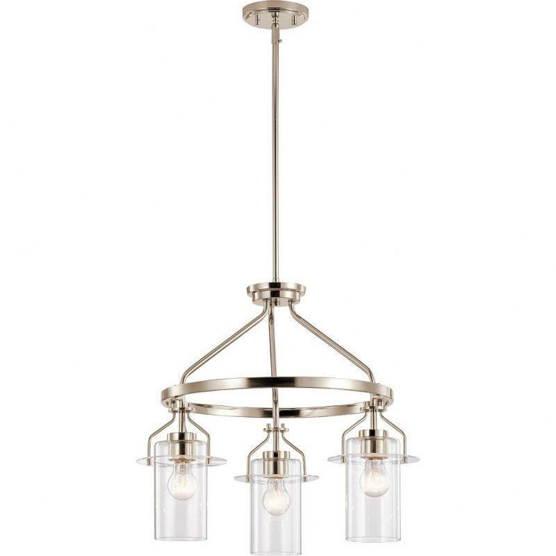 Everett™ 22.5 Inch 3 Light Round Chandelier with Clear Glass in Polished Nickel