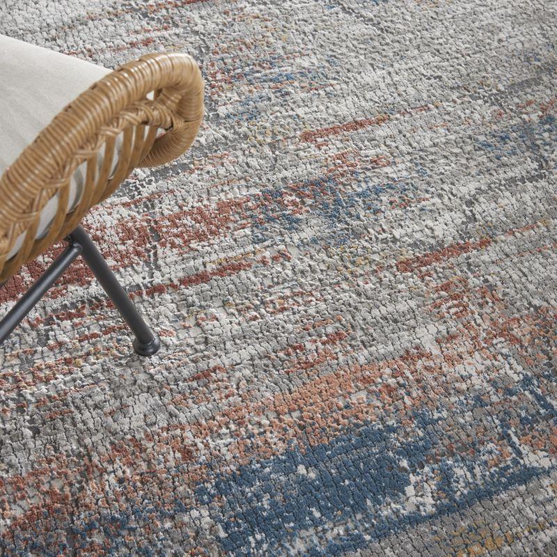 Rustic Textures Abstract Blue Multicolor 9'3" x 12'9" Area Rug